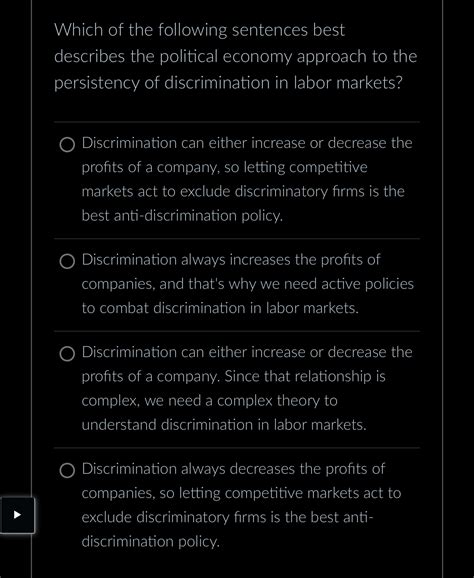 Solved Which Of The Following Sentences Best Describes The Chegg