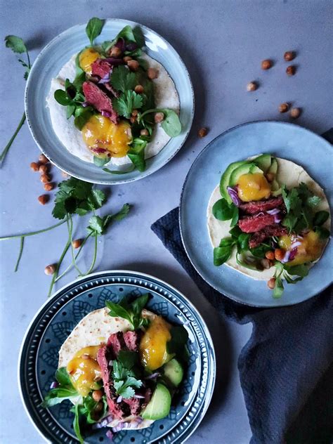 Taco S Met Pittige Mangosalsa En Reepjes Biefstuk Benineskitchen