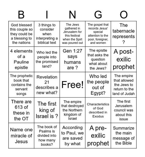 Bible Bingo Card