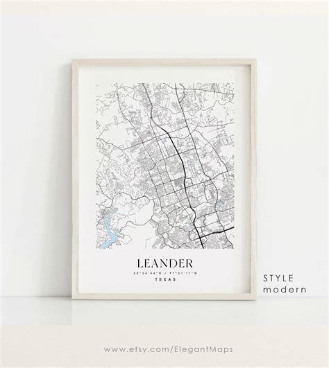 Leander Texas Map Leander TX Map Leander City Print Leander - Etsy