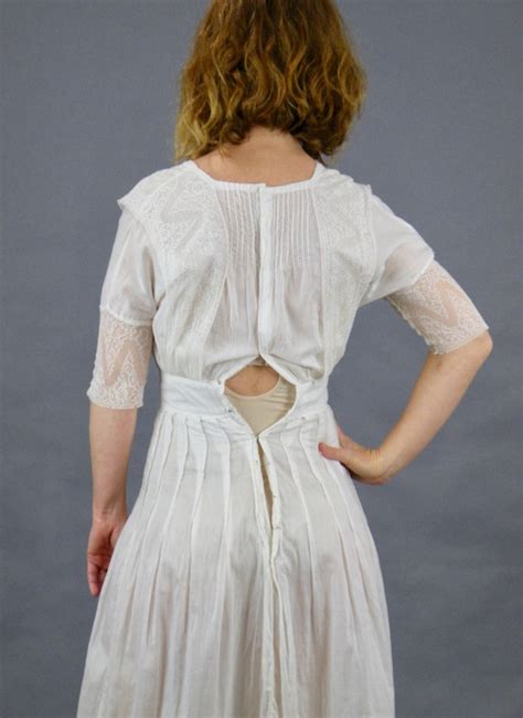 Edwardian Lingerie Dress Antique 1910s Dress White Gem