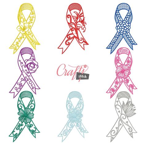 15 Cancer Ribbon Embroidery Design Pilar Rubio