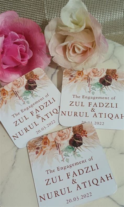 design favor tags bunga rampai gubahan hantaran dulang gift