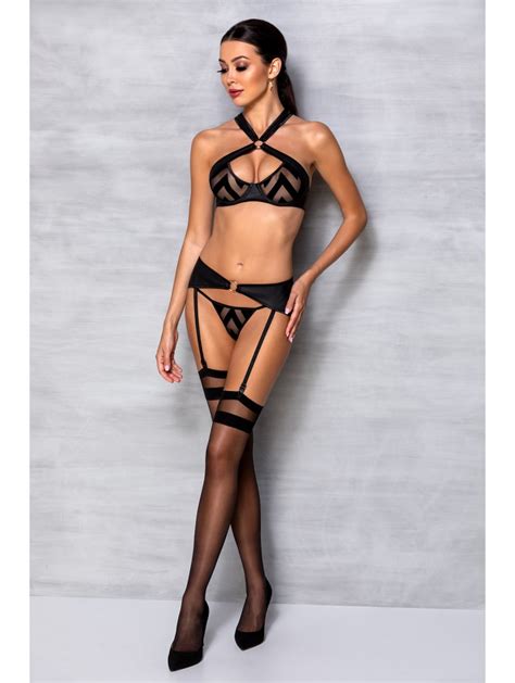 Lingerie Sexy 3 Pièces Effet Cuir Noir BoxCoquine