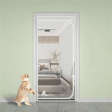 DERCLIVE Pets Proof Cat Screen Door, Breathable Mesh, 85x210cm, Zipper
