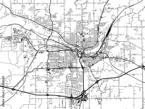 Vector Road Map Of The City Of Battle Creek Michigan In The United States Of America With Black