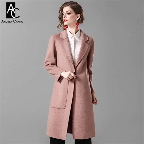 Autumn Winter Woman Outwear Overcoat Wool Coat Single Big Pocket