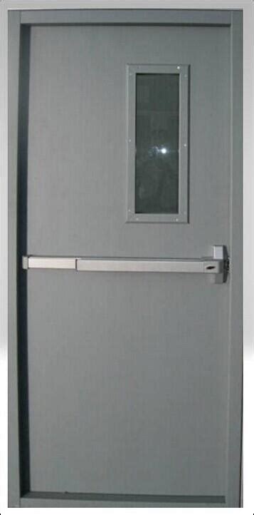 China Customized The Steel Fire Door With Narrow Glass And Panic Bar