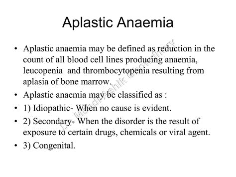 Pancytopenia And Aplastic Anaemia Sideroblastic Anemia Ppt