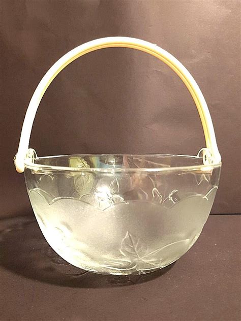 Vintage Glass Basket Fruit Candy Dish On Carousell