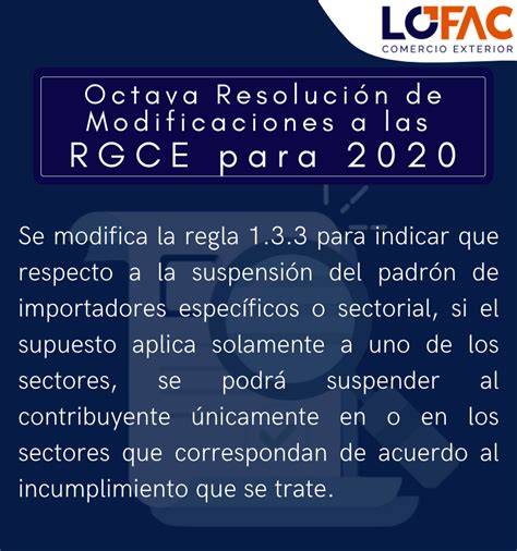 8va Resolución de Modificaciones a las RGCE 2020 LOFAC