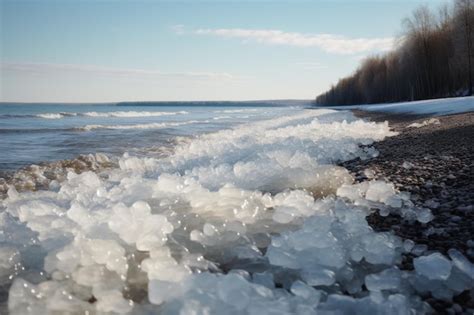 Premium Ai Image Ice On The Shore Of Lake Superior