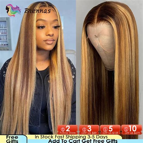 Straight Highlight 4x4 Closure Lace Wig Brazilian Human Hair Wig Pre