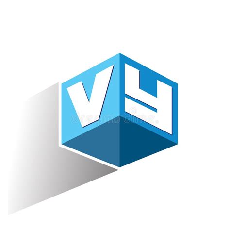 Letter Vy Logo In Hexagon Shape And Blue Background Cube Logo With