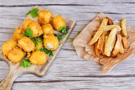 Fried Chicken Nuggets with Corn Flakes and French Fries Stock Photo - Image of junk, food: 117959126