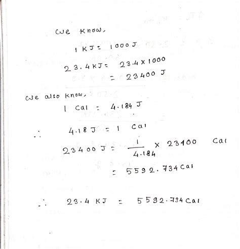 Solved Convert Kj To Calories Course Hero