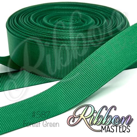 587 Forest Green Solid Color Grosgrain Ribbon Ribbon Masters