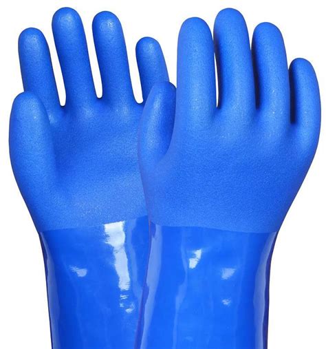 Long Cuff Blue Pvc Rubber Fully Coated Garden Gloves China Pvc Gloves