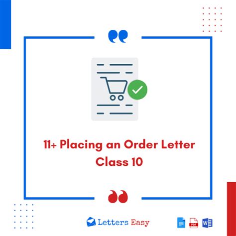 11 Placing An Order Letter Class 10 Format Topics Examples Letters Easy