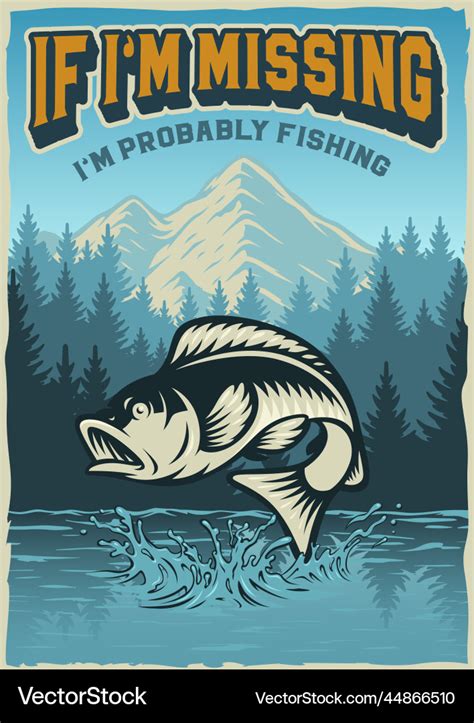 Vintage Poster On The Theme Of Fishing With Perch Vector Image