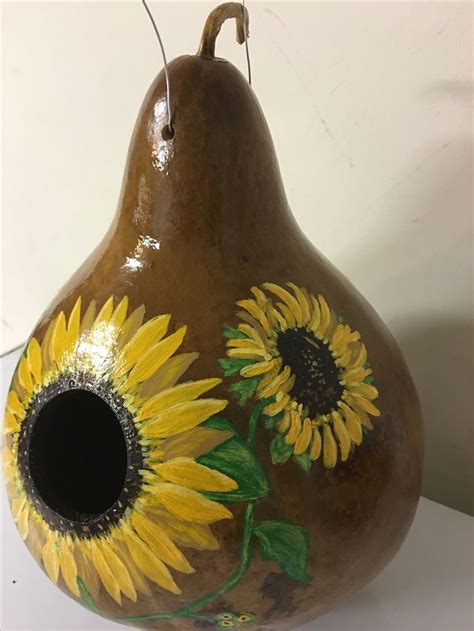 Sunflower Birdhouse Gourd By Margie Vollenweider Of