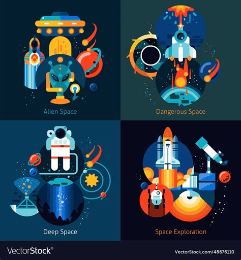 space flat set royalty  vector image vectorstock