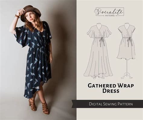 Gathered Wrap Dress Pattern Pdf Sewing Pattern And Tutorial Etsy