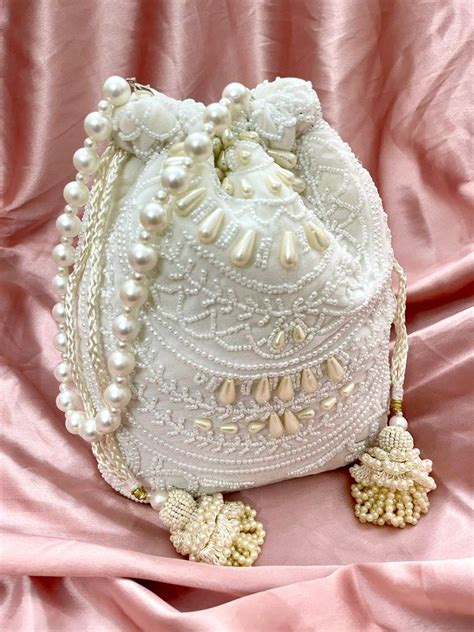 Handmade Wedding Gifts Pearl Embroidery Potli Bags Unique Purses