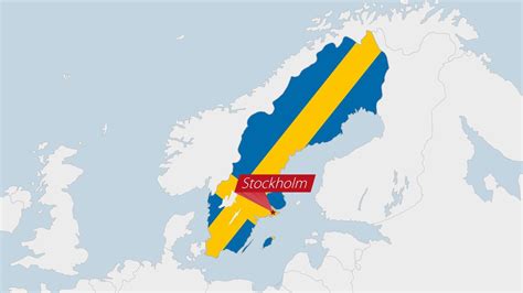 Suecia Mapa Destacado En Suecia Bandera Colores Y Alfiler De Pa S