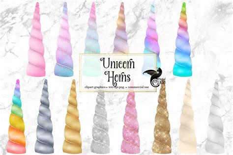 Unicorn Horns Clipart Rainbow Watercolor Pastel Unicorn Horn Clip Art