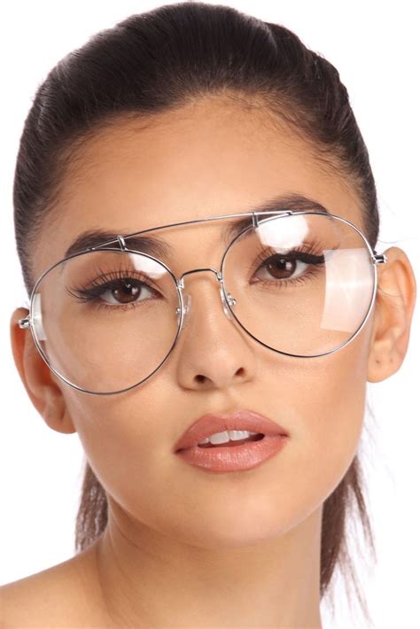 Silver Clear Lens Aviators Trendy Glasses Girls With Glasses Glasses