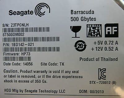Seagate ST500DM002 1BD142-021 Barracuda 500GB 16MB 7200 RPM 6Gb/s ...