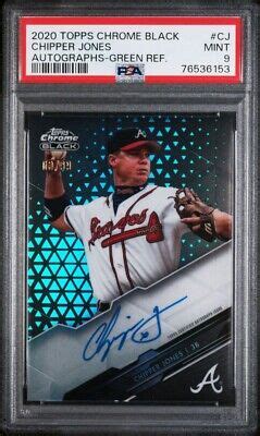 2020 Topps Chrome Black Chipper Jones Auto Green Refractor 99 CJ PSA