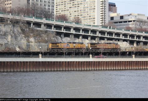 Union Pacific Decending Hill On Kellogg Blvd Trestle After Coming Off