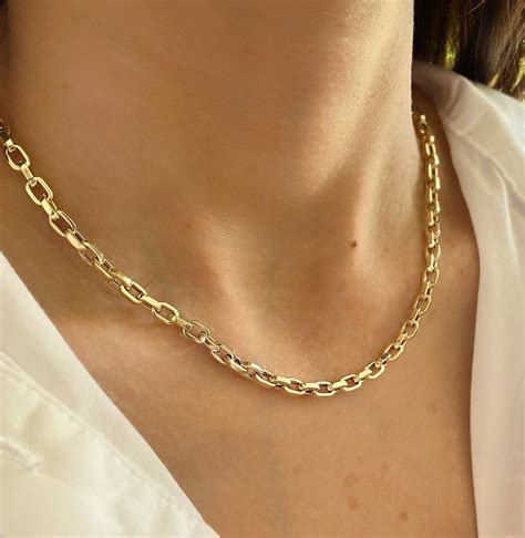 Real K Gold Hermes Chain Necklace Mm Round Rolo Link Chain Etsy