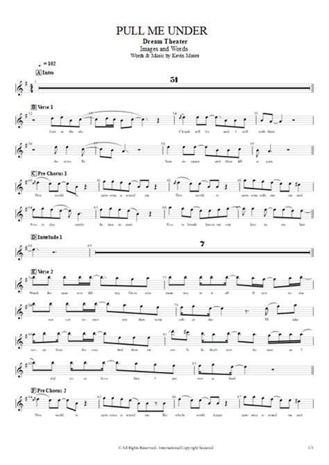 Pull Me Under Tab By Dream Theater Guitar Pro Full Score Mysongbook