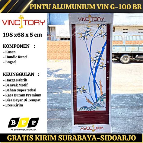 Jual Pintu Alumunium Kamar Mandi Vincitory VIN G 100 Merah Kaca 3 4 Set