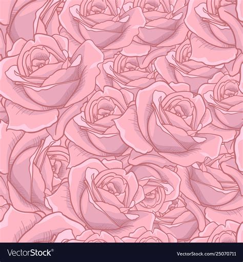 Rose Seamless Pattern Flower Royalty Free Vector Image