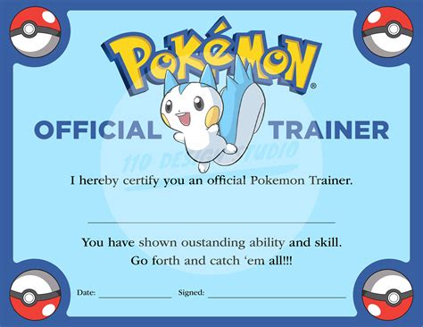 Pokemon Trainer Certificate Downloadable Etsy Australia