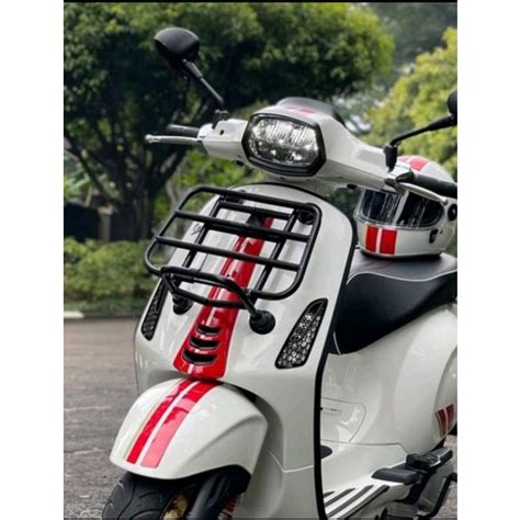 Jual Front Rack Front Carrier Chrome Hitam Modern Vespa Sprint