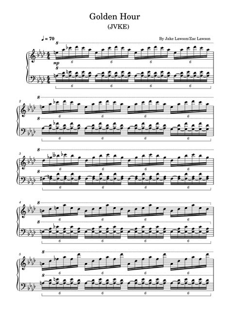 Jake Lawson And Zachary Lawson Golden Hour Jvke Piano Solo Sheet By