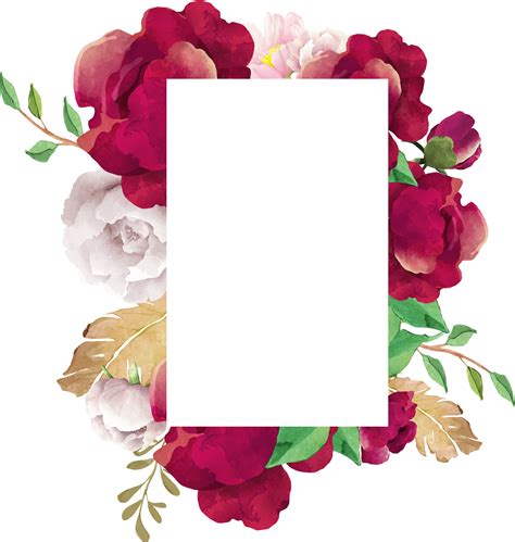 beautiful rectangle flower frame  png