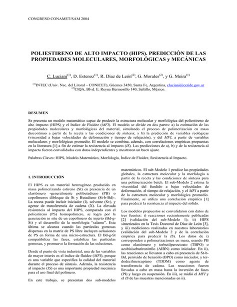 Poliestireno De Alto Impacto Hips Predicci N De Las Propiedades