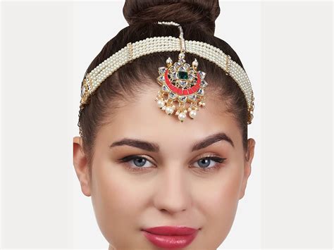 Kundan Matha Patti Kundan Head Band Bridal Matha Patti Mang Tikka Style