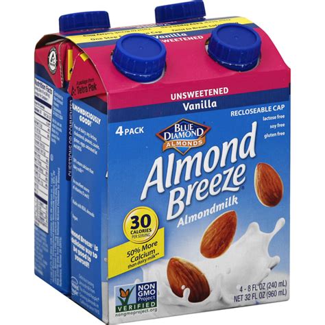 Almond Breeze Unsweetened Vanilla Almond Milk Milks Evaporated Condensed Powdered Shelf