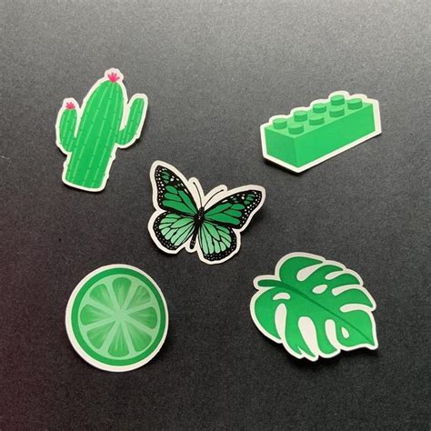 Green Sticker Bundle Hand Drawn Stickers Waterproof Sticker Etsy Green Sticker Waterproof