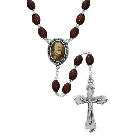 St Pio Brown Wood Bead Rosary Ewtn Religious Catalogue