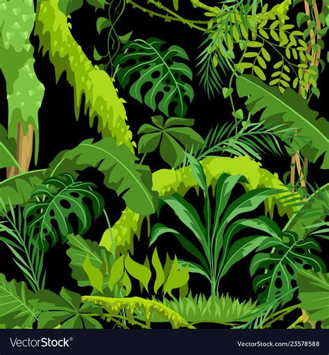 Seamless Pattern With Jungle Plants Royalty Free Vector