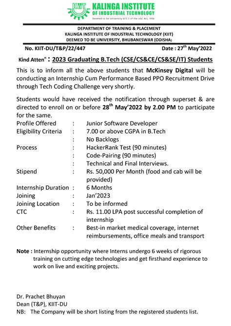 Registration For Mc Kinsey Digital Internship Cum PPO Recruitment Drive