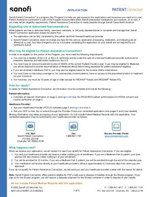 Fillable Online Sanofi Patient Connection Program Application Fax Email